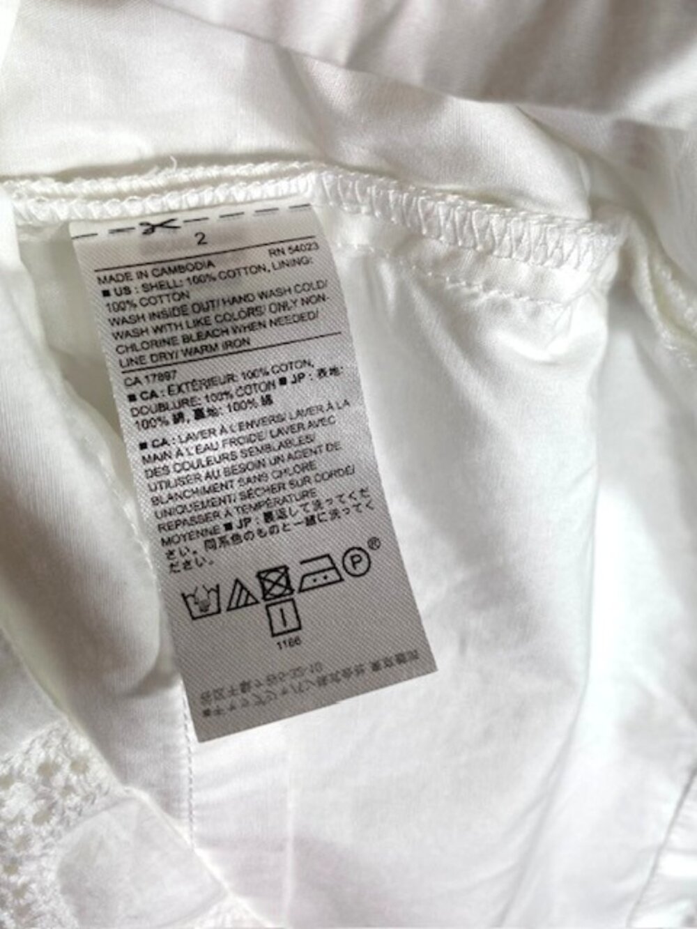 Banana Republic White Dress Sleeveless Eyelet Cotton Mini Lined Women's Size 2 - Picture 6 of 6